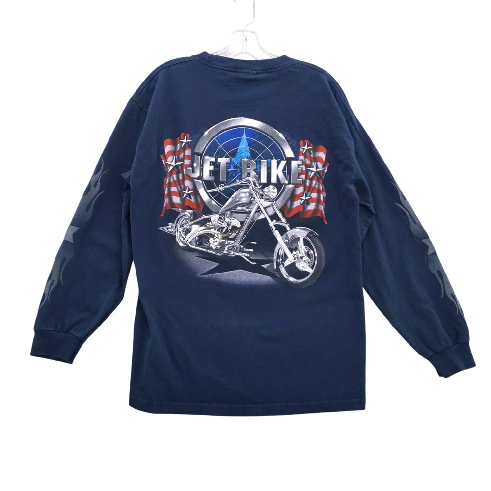 vtg American Chopper Jet Bike Graphic Long Sleeve T-Shirt‎ Motorcycle L Y2K